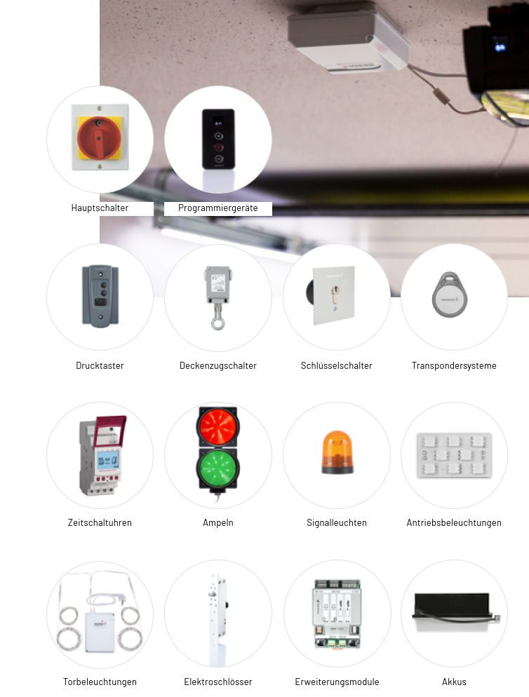 Marantec Elektrisches Zubehör, für Privatanwender,, Drucktastern Rundumleuchten, Ampeln Rot, Grün, Gelb, Signalleuchten, Schlüsselschalter, Netzteile, Kabelsätze, Deckenzugschalter